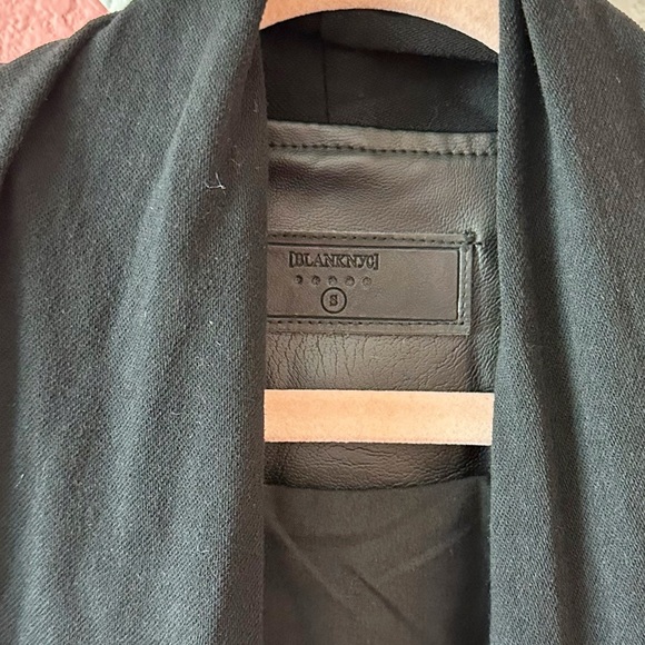 Blank NYC Drape Front Jacket Open Waterfall Faux Leather Knit Moto S - Picture 7 of 10